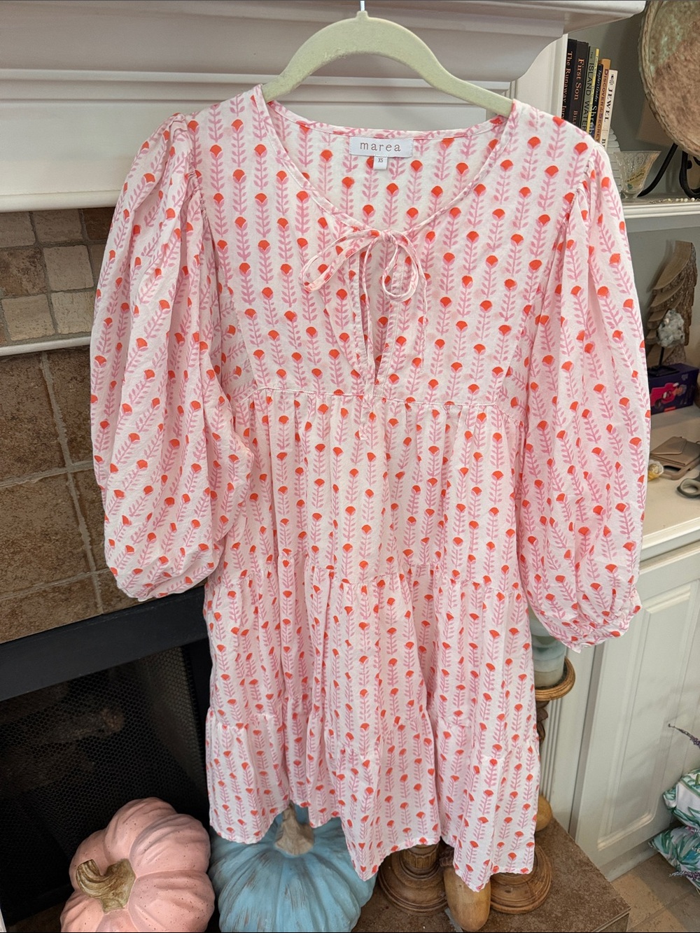 Marea Cisco vneck Dress Size extra Small pink white orange